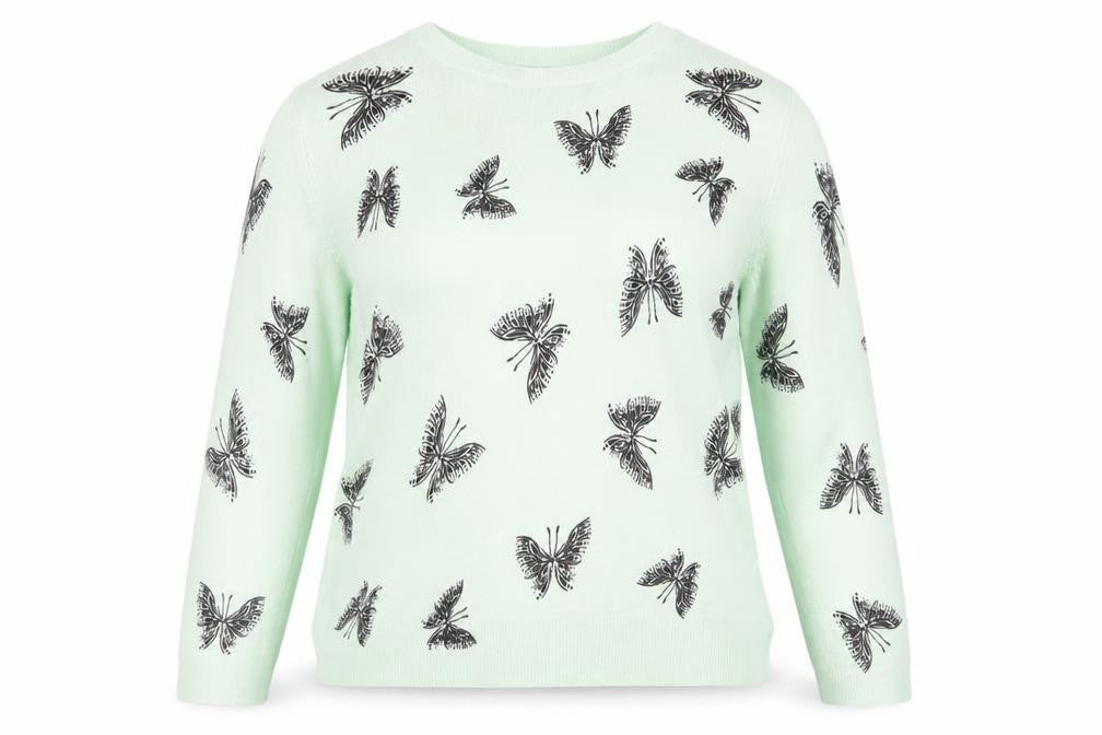 Marks and Spencer Womens Green Round Neck Geometric Acrylic Pullover Jumper Size 12 - Butterfly