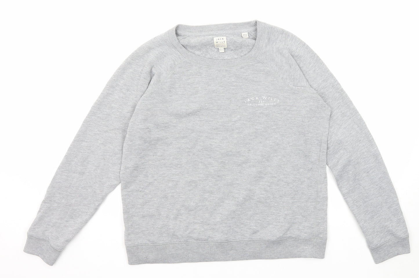 Jack Wills Womens Grey Cotton Pullover Sweatshirt Size 14 Pullover