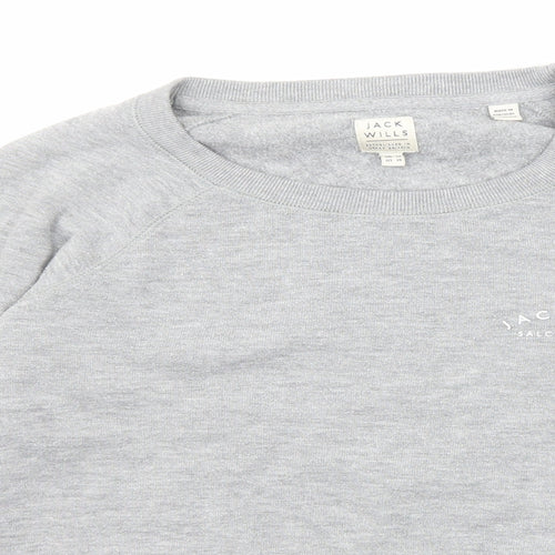 Jack Wills Womens Grey Cotton Pullover Sweatshirt Size 14 Pullover