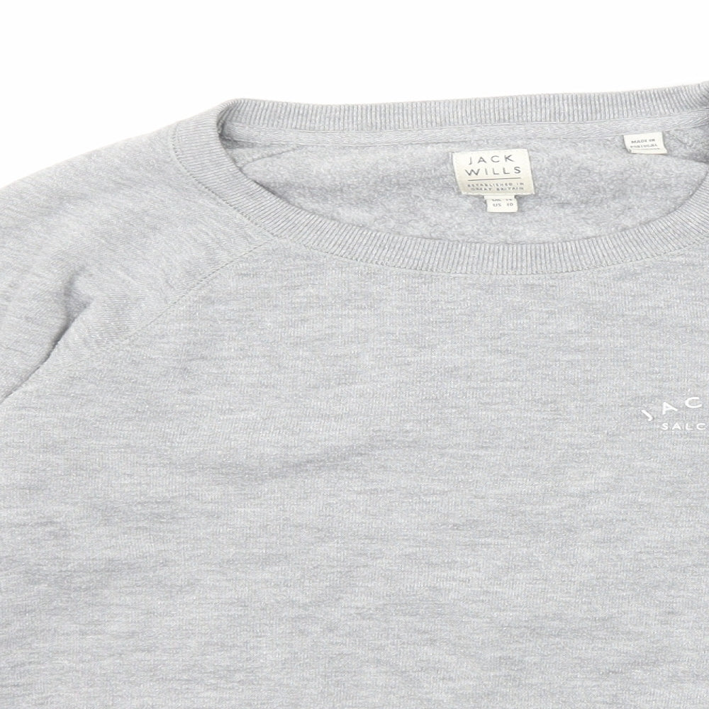 Jack Wills Womens Grey Cotton Pullover Sweatshirt Size 14 Pullover