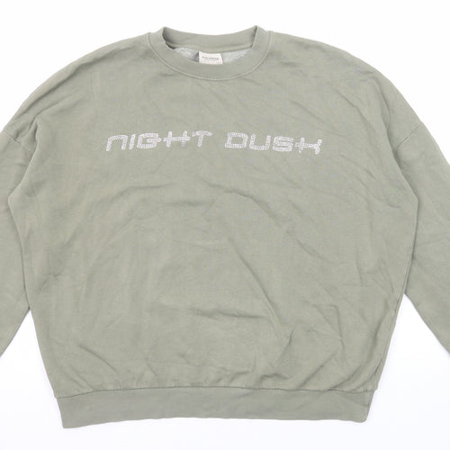 Pull&Bear Womens Green Cotton Pullover Sweatshirt Size M Pullover - Night Dush