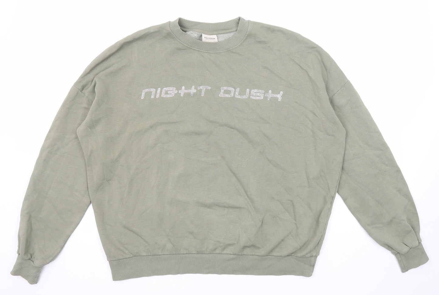Pull&Bear Womens Green Cotton Pullover Sweatshirt Size M Pullover - Night Dush
