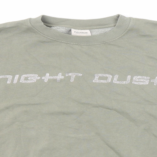 Pull&Bear Womens Green Cotton Pullover Sweatshirt Size M Pullover - Night Dush