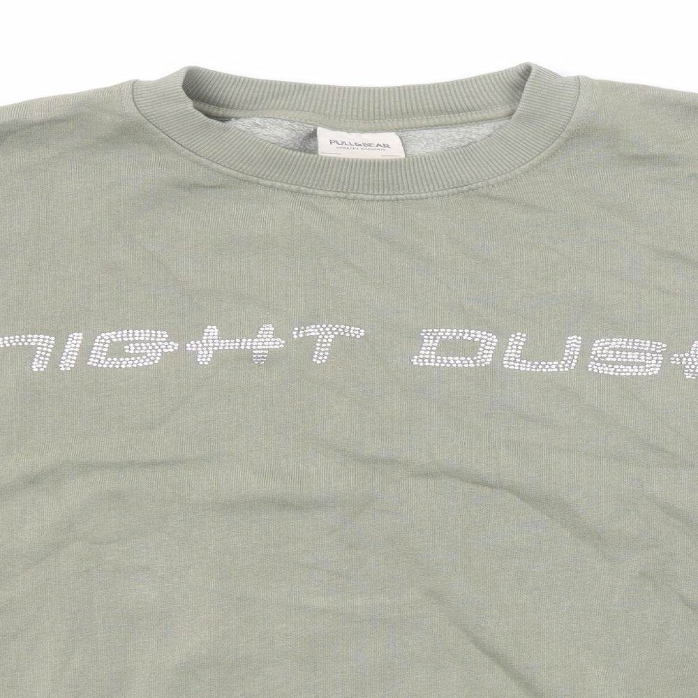 Pull&Bear Womens Green Cotton Pullover Sweatshirt Size M Pullover - Night Dush