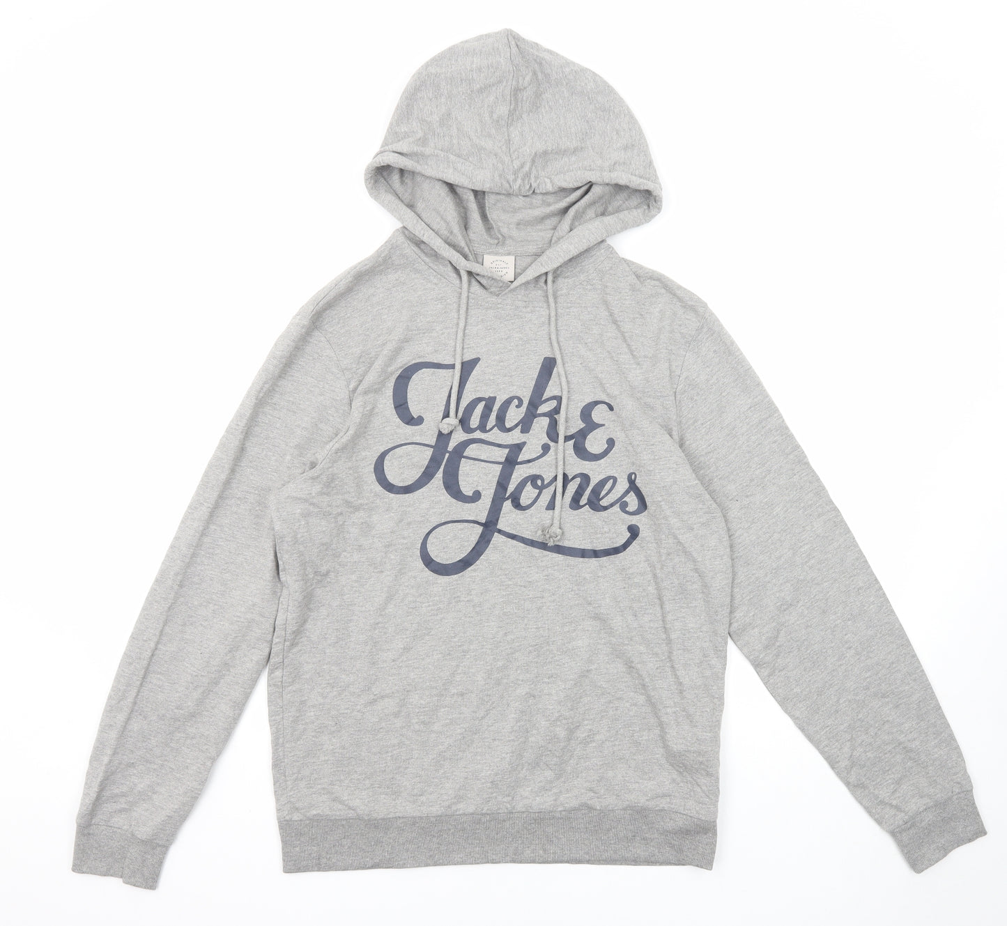 JACK & JONES Mens Grey Cotton Pullover Hoodie Size M