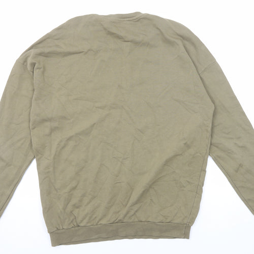 Zara Mens Green Cotton Pullover Sweatshirt Size L