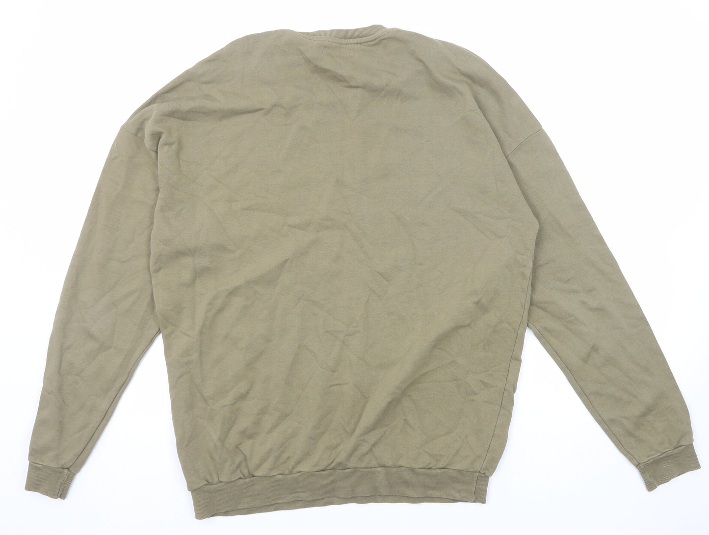 Zara Mens Green Cotton Pullover Sweatshirt Size L