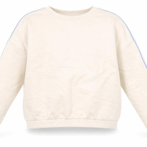 Marks and Spencer Girls Beige Cotton Pullover Sweatshirt Size 9-10 Years Pullover - Side Stripe Detail