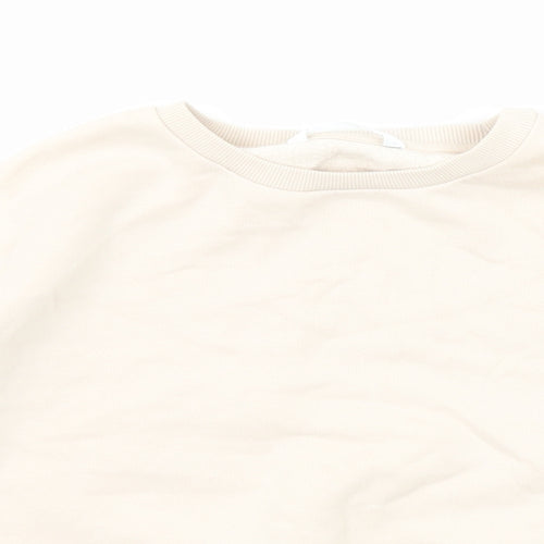 Marks and Spencer Girls Beige Cotton Pullover Sweatshirt Size 9-10 Years Pullover - Side Stripe Detail