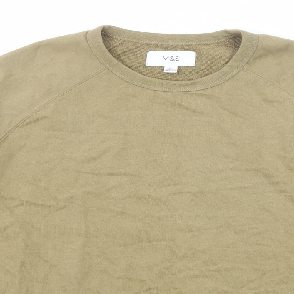 Marks and Spencer Mens Brown Cotton Pullover Sweatshirt Size XL
