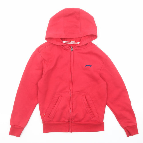 Slazenger Boys Red Cotton Full Zip Hoodie Size 7-8 Years Zip