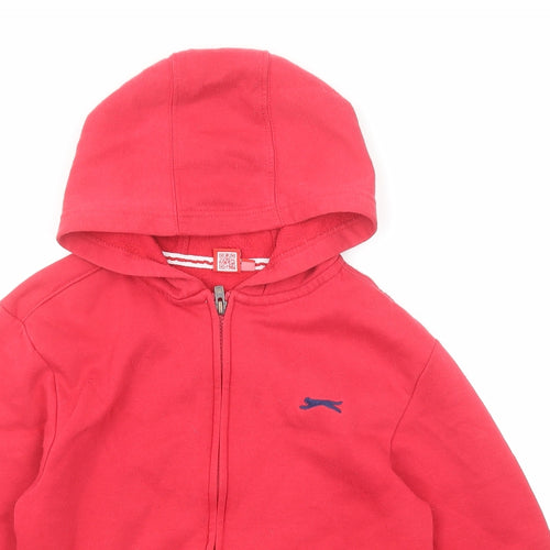 Slazenger Boys Red Cotton Full Zip Hoodie Size 7-8 Years Zip
