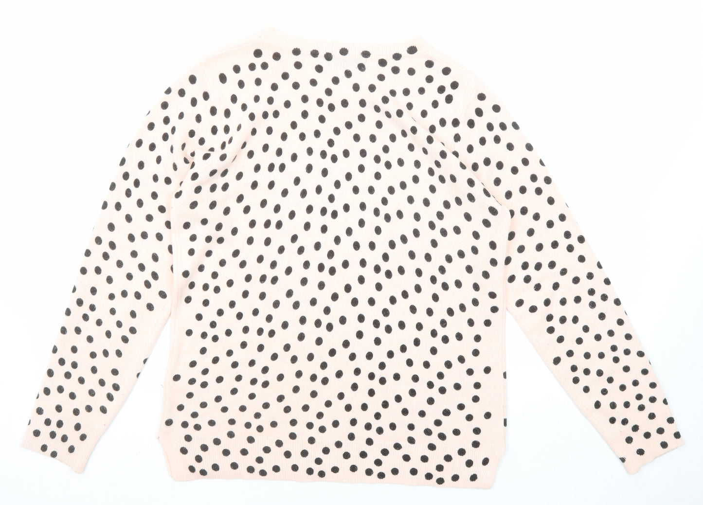 Marks and Spencer Womens Pink Round Neck Polka Dot Acrylic Pullover Jumper Size 12