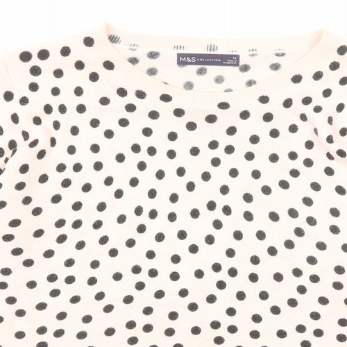 Marks and Spencer Womens Pink Round Neck Polka Dot Acrylic Pullover Jumper Size 12