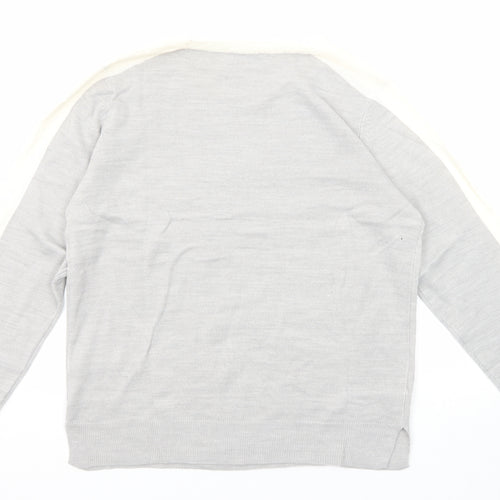 Marks and Spencer Womens Grey Round Neck Acrylic Pullover Jumper Size 14