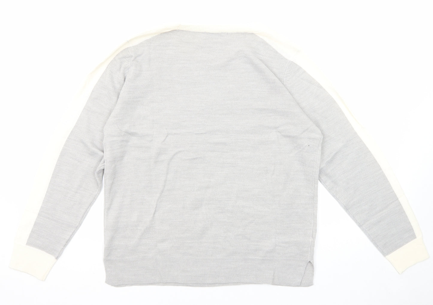 Marks and Spencer Womens Grey Round Neck Acrylic Pullover Jumper Size 14