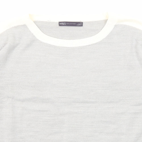 Marks and Spencer Womens Grey Round Neck Acrylic Pullover Jumper Size 14