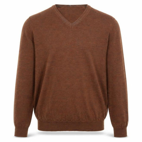 Marks and Spencer Mens Brown V-Neck Acrylic Pullover Jumper Size M Long Sleeve