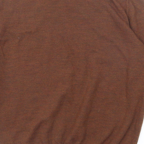 Marks and Spencer Mens Brown V-Neck Acrylic Pullover Jumper Size M Long Sleeve