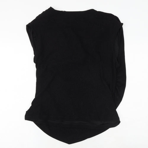 Marks and Spencer Womens Black Polyamide Basic T-Shirt Size 18 V-Neck - Wrap Style