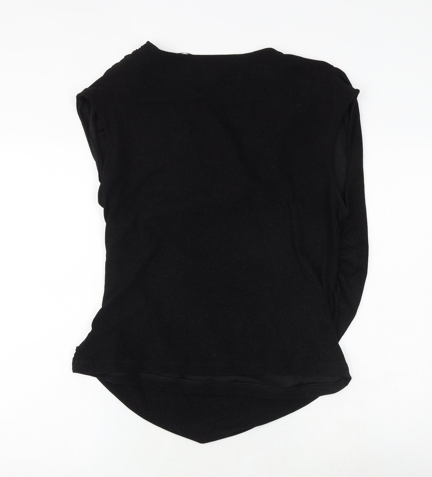 Marks and Spencer Womens Black Polyamide Basic T-Shirt Size 18 V-Neck - Wrap Style