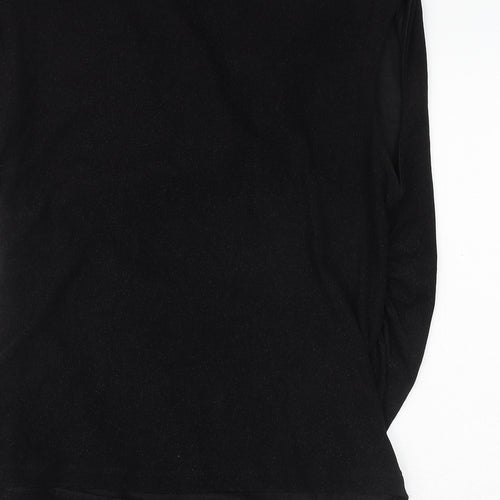 Marks and Spencer Womens Black Polyamide Basic T-Shirt Size 18 V-Neck - Wrap Style