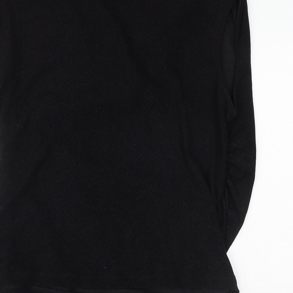 Marks and Spencer Womens Black Polyamide Basic T-Shirt Size 18 V-Neck - Wrap Style