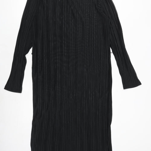 Marks and Spencer Womens Black Polyester A-Line Size 16 Round Neck Pullover