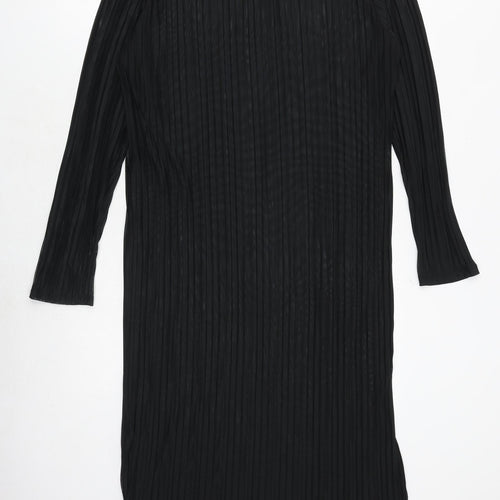Marks and Spencer Womens Black Polyester A-Line Size 16 Round Neck Pullover