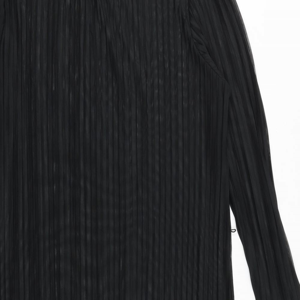 Marks and Spencer Womens Black Polyester A-Line Size 16 Round Neck Pullover