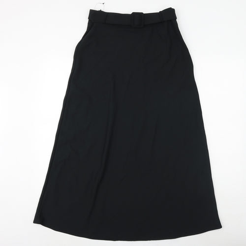 Marks and Spencer Womens Black Polyester Maxi Skirt Size 10 Buckle - Belt Included