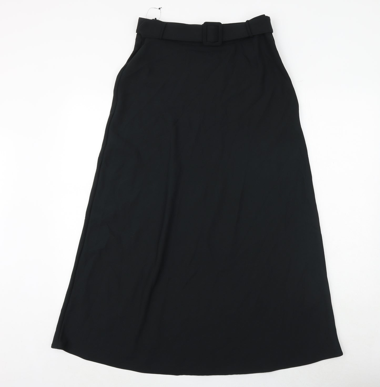 Marks and Spencer Womens Black Polyester Maxi Skirt Size 10 Buckle - Belt Included
