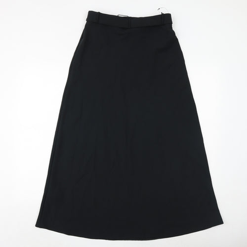 Marks and Spencer Womens Black Polyester Maxi Skirt Size 10 Buckle - Belt Included