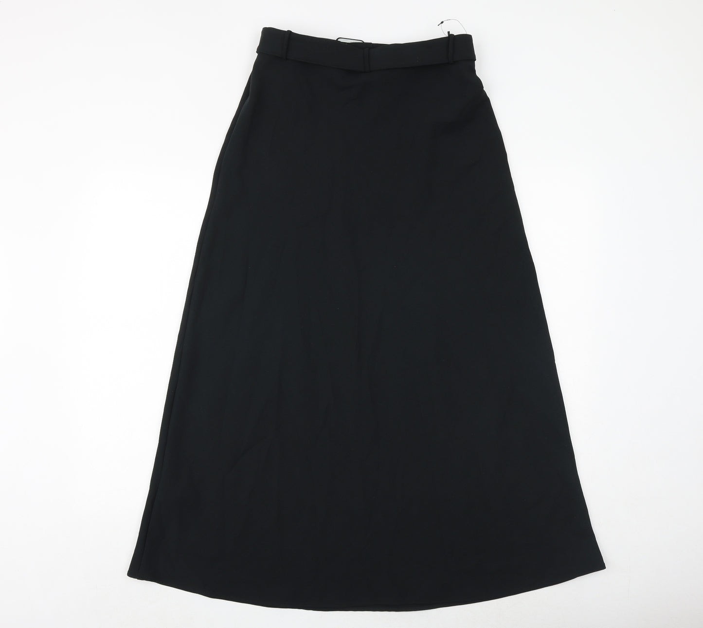 Marks and Spencer Womens Black Polyester Maxi Skirt Size 10 Buckle - Belt Included