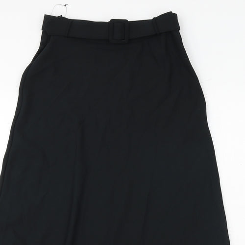 Marks and Spencer Womens Black Polyester Maxi Skirt Size 10 Buckle - Belt Included