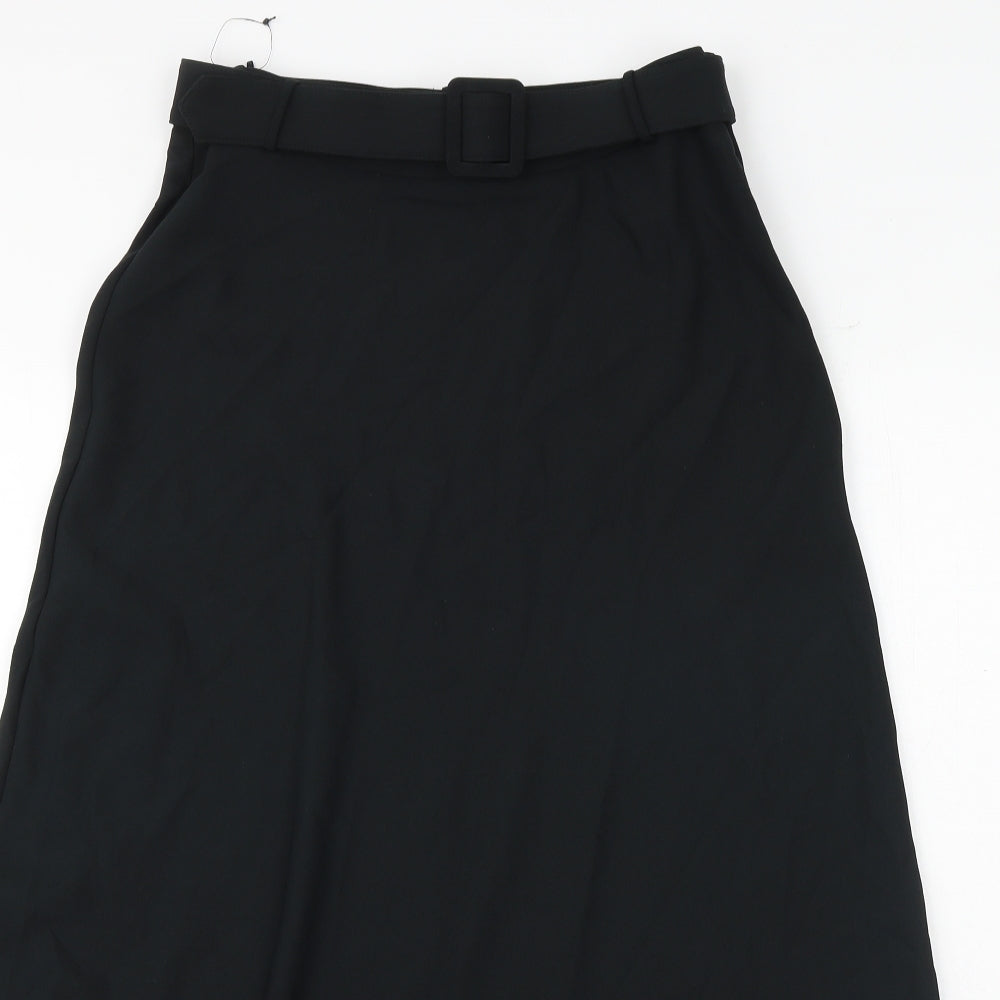Marks and Spencer Womens Black Polyester Maxi Skirt Size 10 Buckle - Belt Included