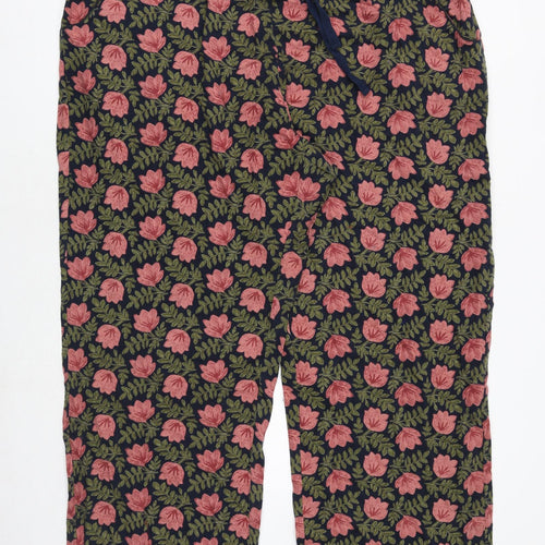 Seasalt Womens Multicoloured Floral Cotton Trousers Size 26 Regular Drawstring