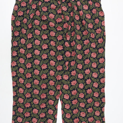 Seasalt Womens Multicoloured Floral Cotton Trousers Size 26 Regular Drawstring