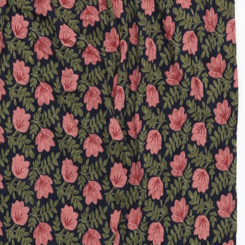 Seasalt Womens Multicoloured Floral Cotton Trousers Size 26 Regular Drawstring