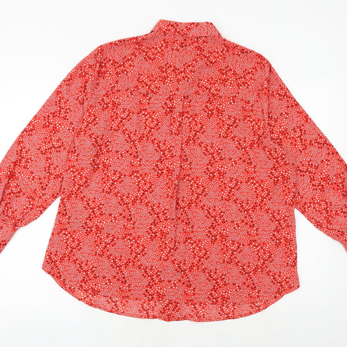 Marks and Spencer Womens Red Geometric Polyester Basic Button-Up Size 16 Collared - Star Print