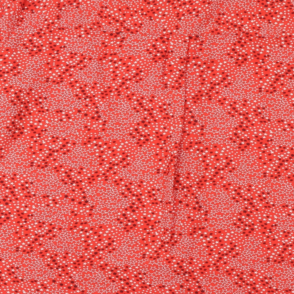 Marks and Spencer Womens Red Geometric Polyester Basic Button-Up Size 16 Collared - Star Print