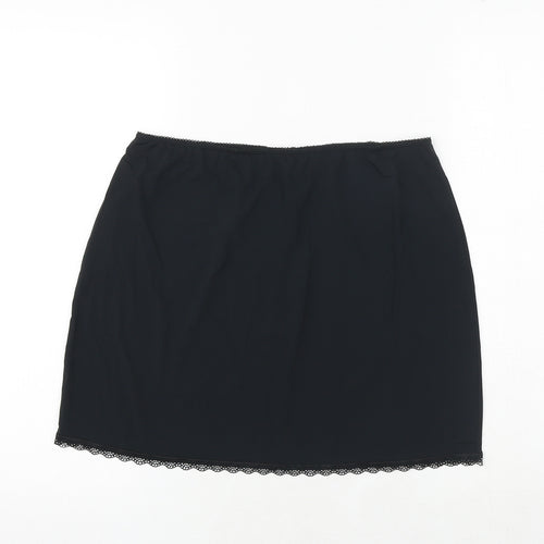 Marks and Spencer Womens Black Polyester A-Line Skirt Size 14 - Lace Trim