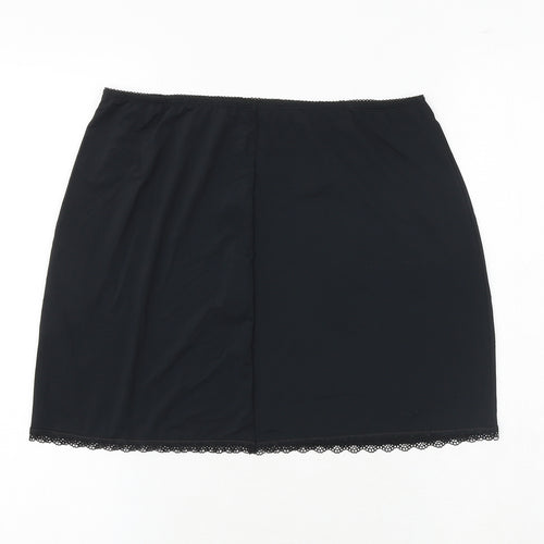 Marks and Spencer Womens Black Polyester A-Line Skirt Size 14 - Lace Trim