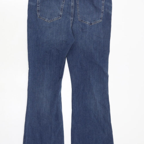 Marks and Spencer Womens Blue Cotton Bootcut Jeans Size 14 Regular Zip