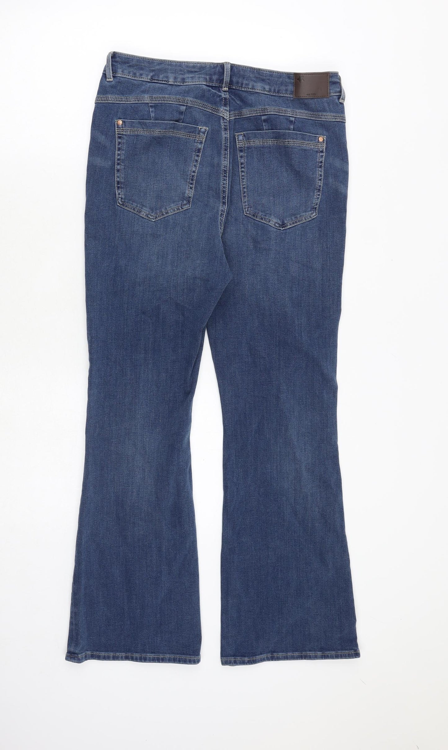 Marks and Spencer Womens Blue Cotton Bootcut Jeans Size 14 Regular Zip