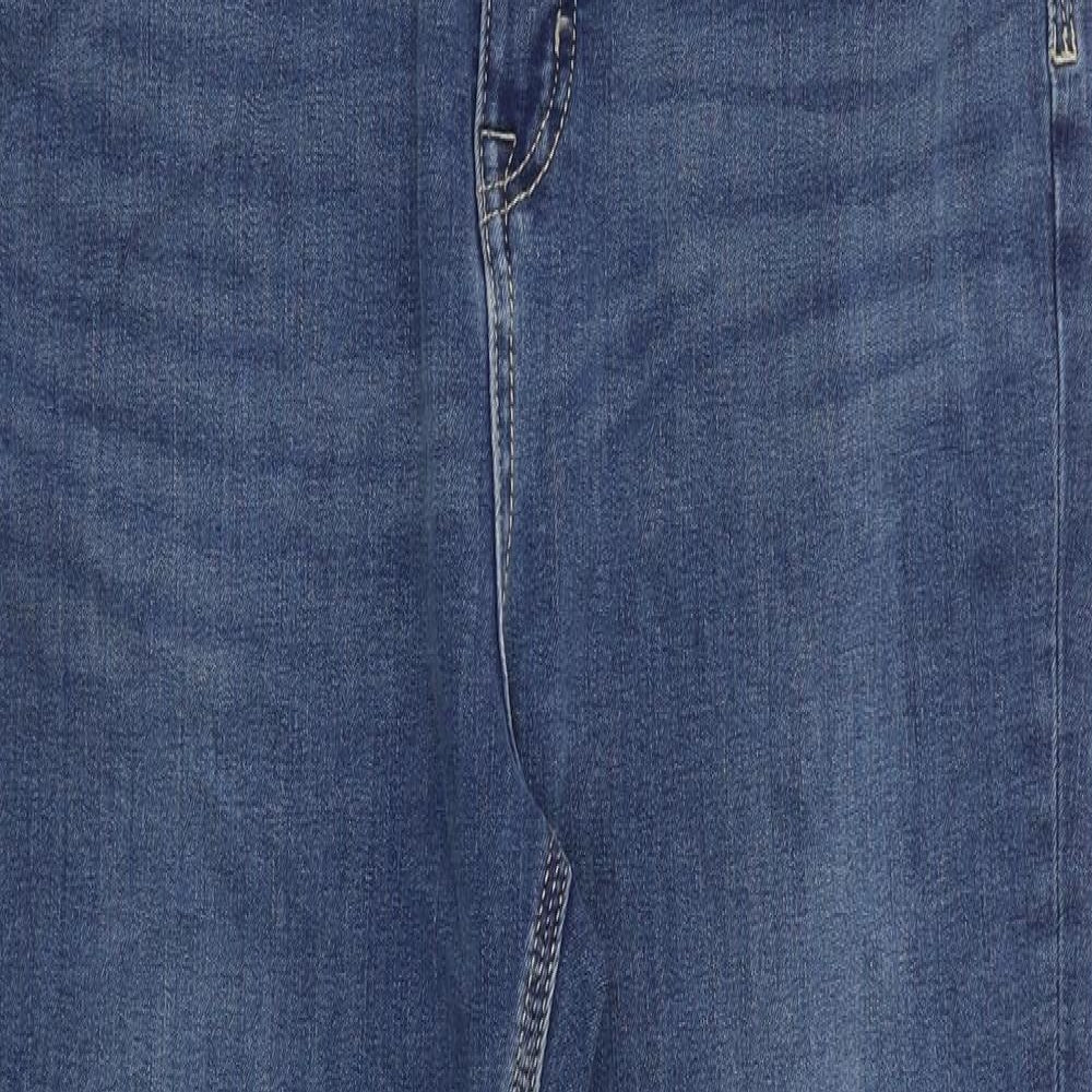 Marks and Spencer Womens Blue Cotton Bootcut Jeans Size 14 Regular Zip