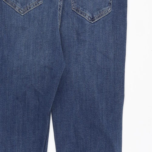 Marks and Spencer Womens Blue Cotton Bootcut Jeans Size 14 Regular Zip