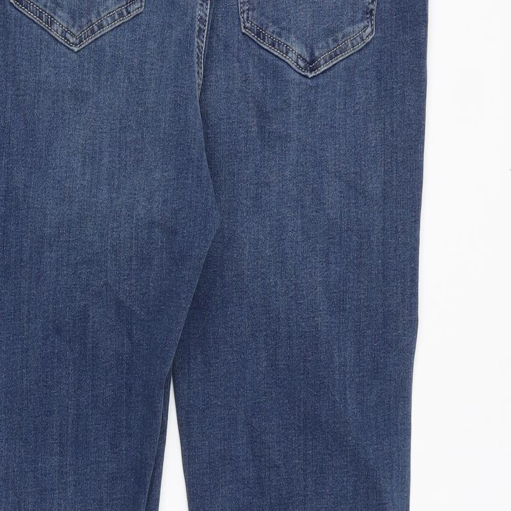 Marks and Spencer Womens Blue Cotton Bootcut Jeans Size 14 Regular Zip