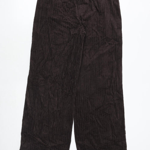 Marks and Spencer Womens Brown Cotton Trousers Size 12 Regular Zip