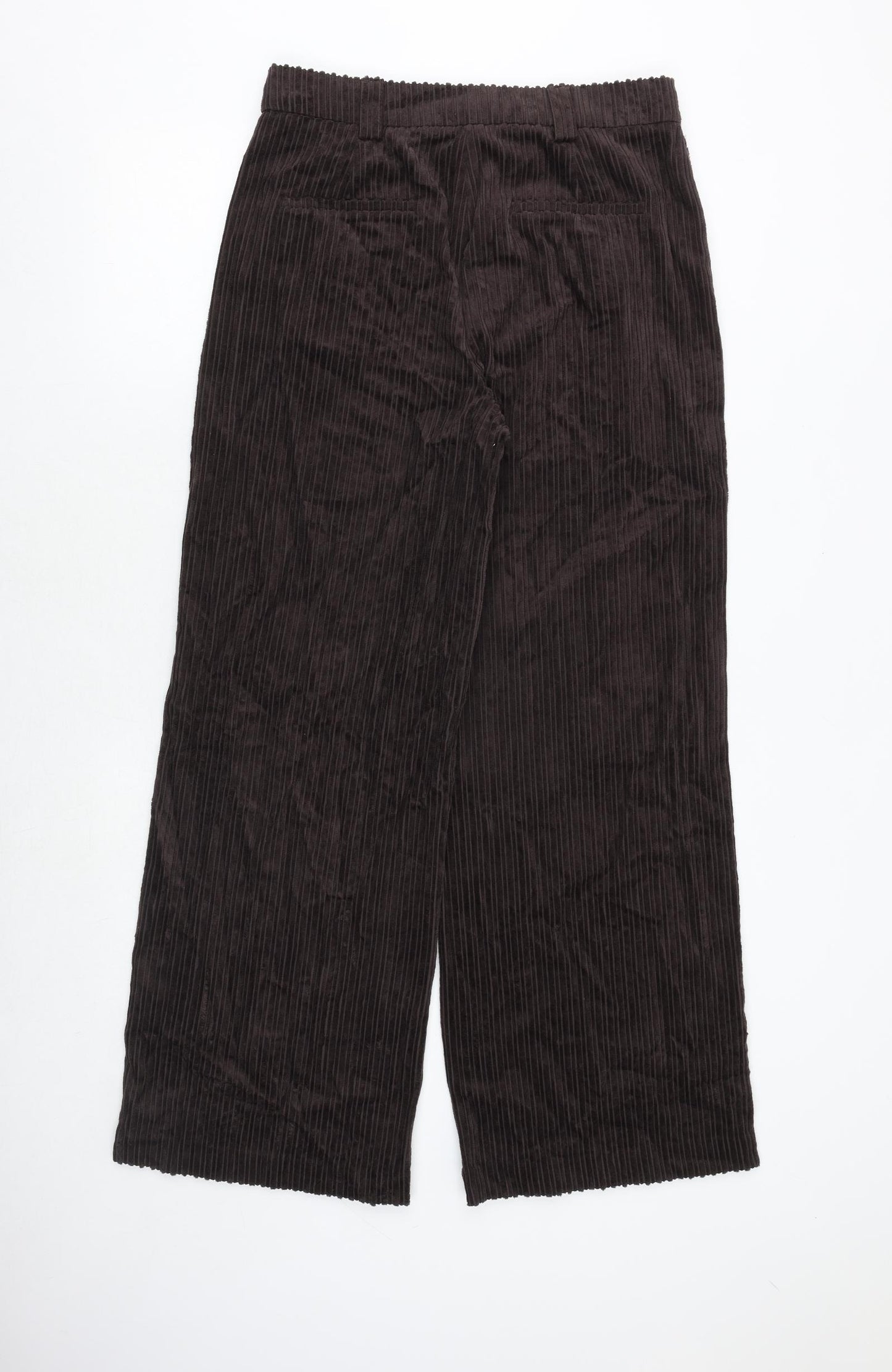 Marks and Spencer Womens Brown Cotton Trousers Size 12 Regular Zip